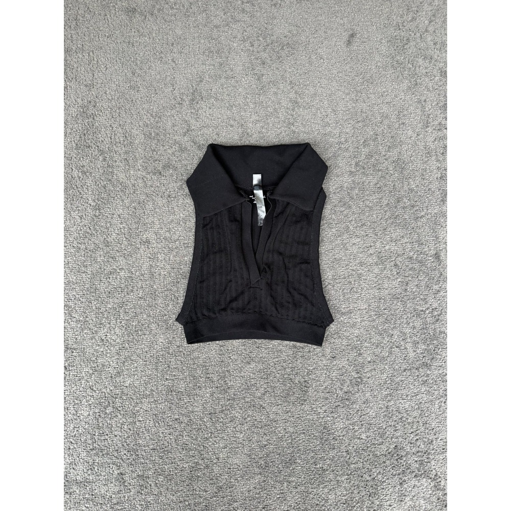 Out From Under Urban Outfitters Black Ribbed Sleeveless Polo Crop Top XS/S